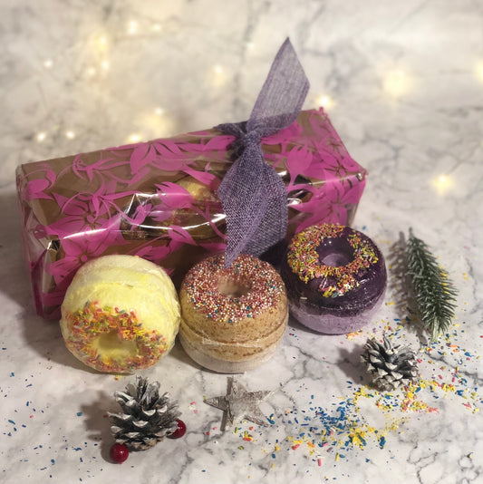 Set Of 3 Donut Bath Bombs Gift Pack, Cosmic Serenity Shop