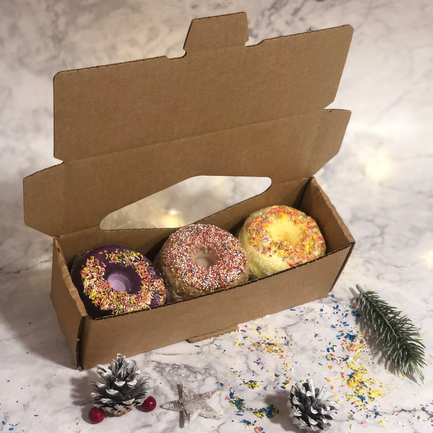 Set Of 3 Donut Bath Bombs Gift Pack, Cosmic Serenity Shop