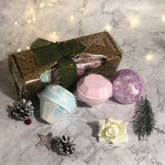 Set Of 3 Gemstone Bath Bombs Gift Pack, Cosmic Serenity Shop