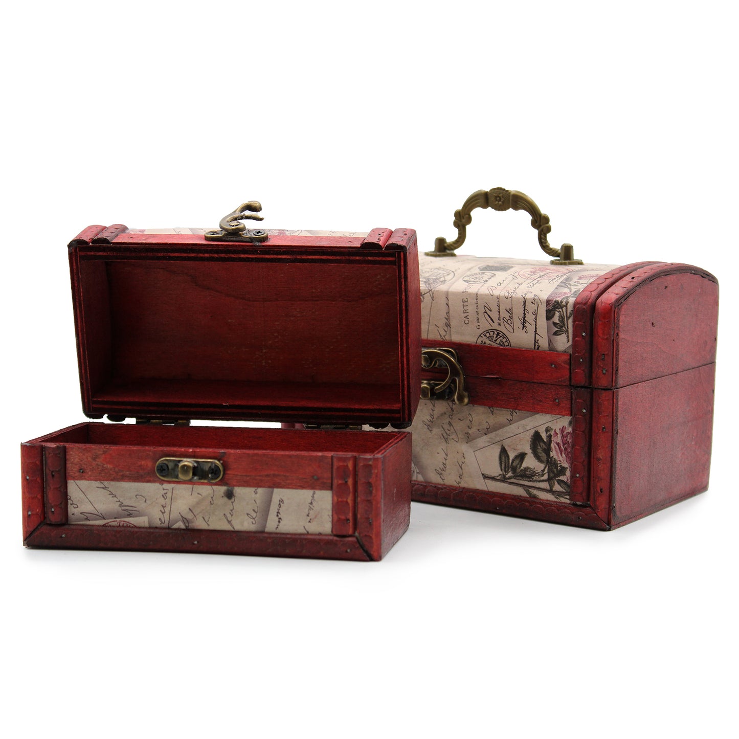 Set of 2 Colonial Boxes - Rose Design - Cosmic Serenity Shop