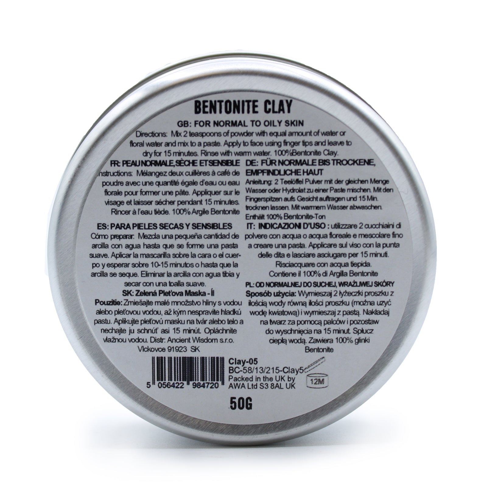 Bentonite Clay Face Mask 50g