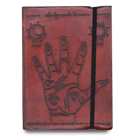 Small Leather Notebook with Strap - Palmistry
