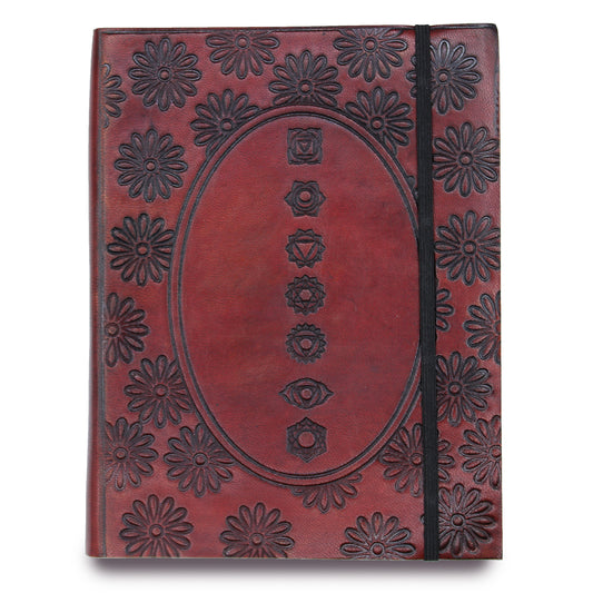 Chakra Mandala Leather Notebook with Strap, Cosmic Serenity Shop