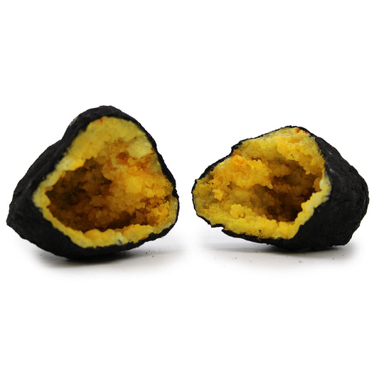 Colored Calcite Geodes - Black Rock - Yellow - CosmicSerenityShop.com