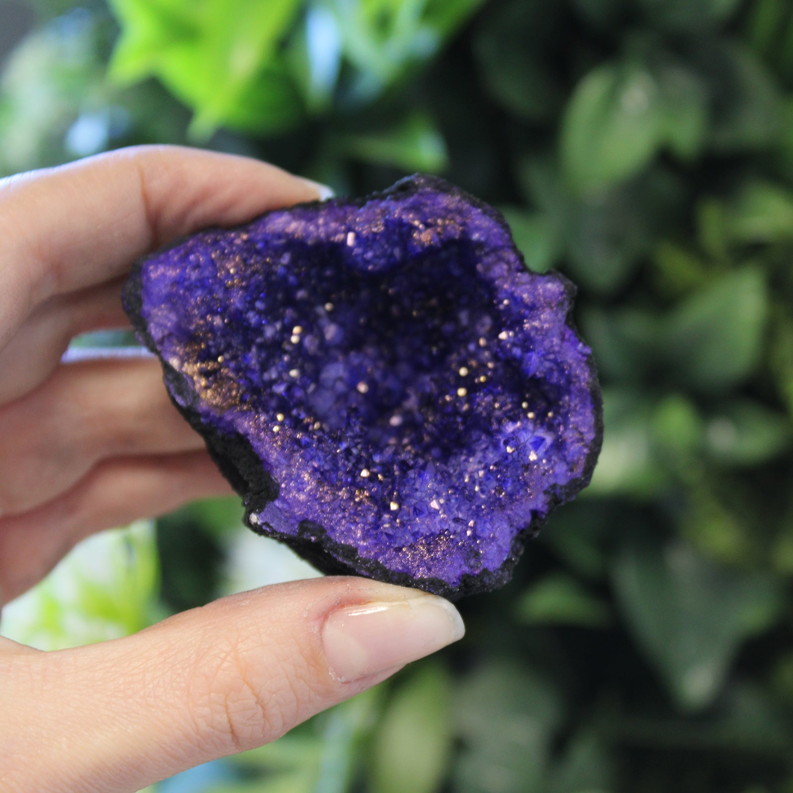 Colored Calcite Geodes - Black Rock - Turquoise / Purple - CosmicSerenityShop.com