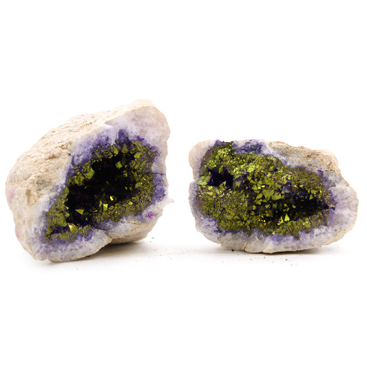 Colored Calcite Geodes - Natural Rock - Purple & Gold - CosmicSerenityShop.com