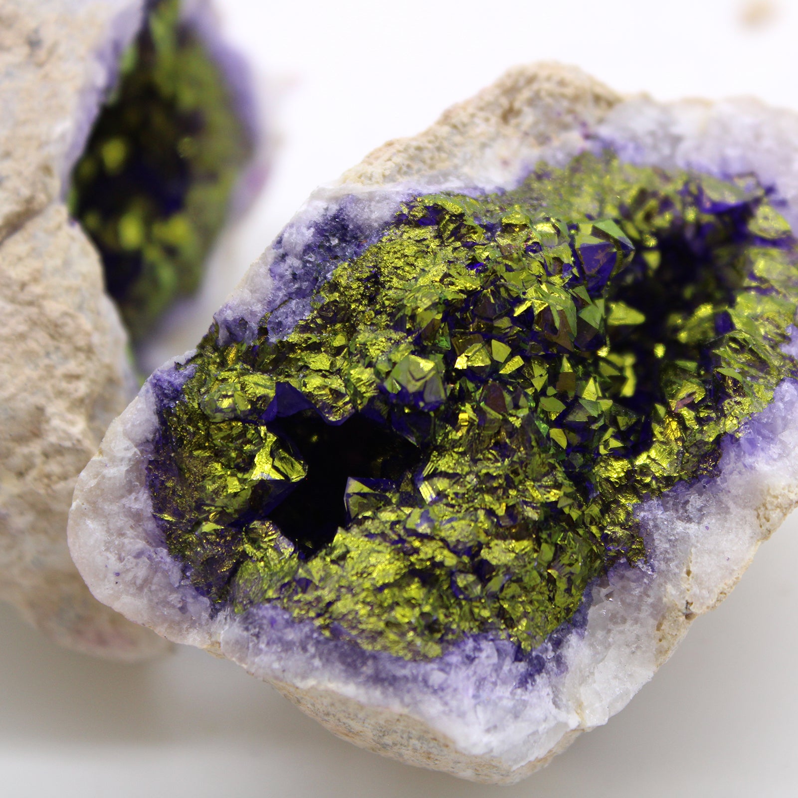 Colored Calcite Geodes - Natural Rock - Purple & Gold - CosmicSerenityShop.com