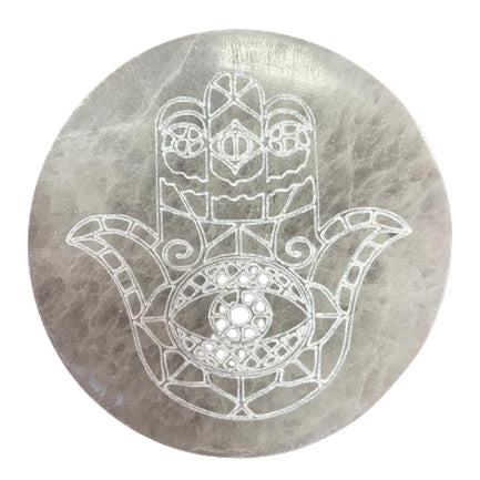 Selenite Charging Plate Medium 10cm - Hamsa