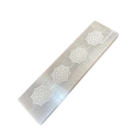 Selenite Charging Plate Flat Bar 15cm - Mandala