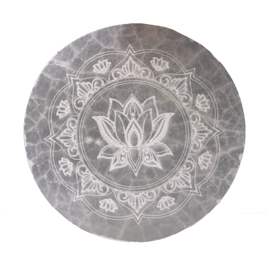 Selenite Charging Plate Medium 10cm -  Lotus Mandala