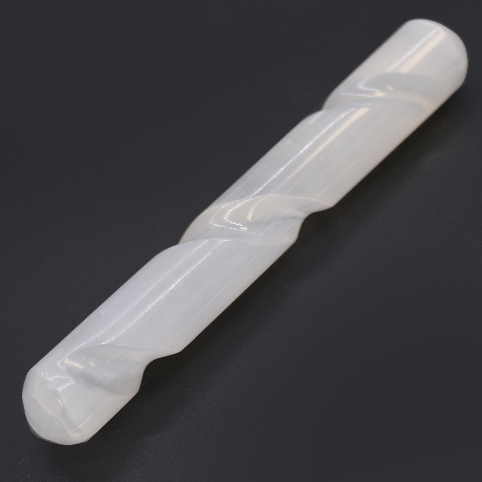 Selenite Spiral Wand - 16 cm - Round Both Ends