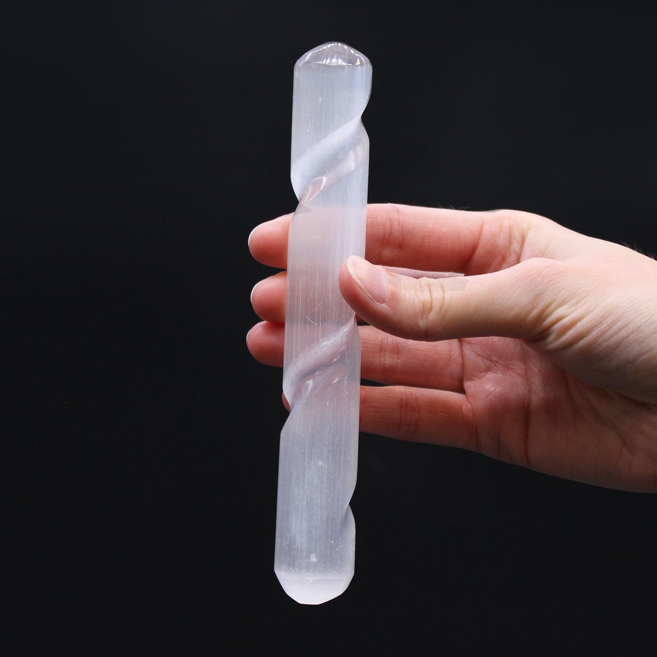 Selenite Spiral Wand - 16 cm - Round Both Ends