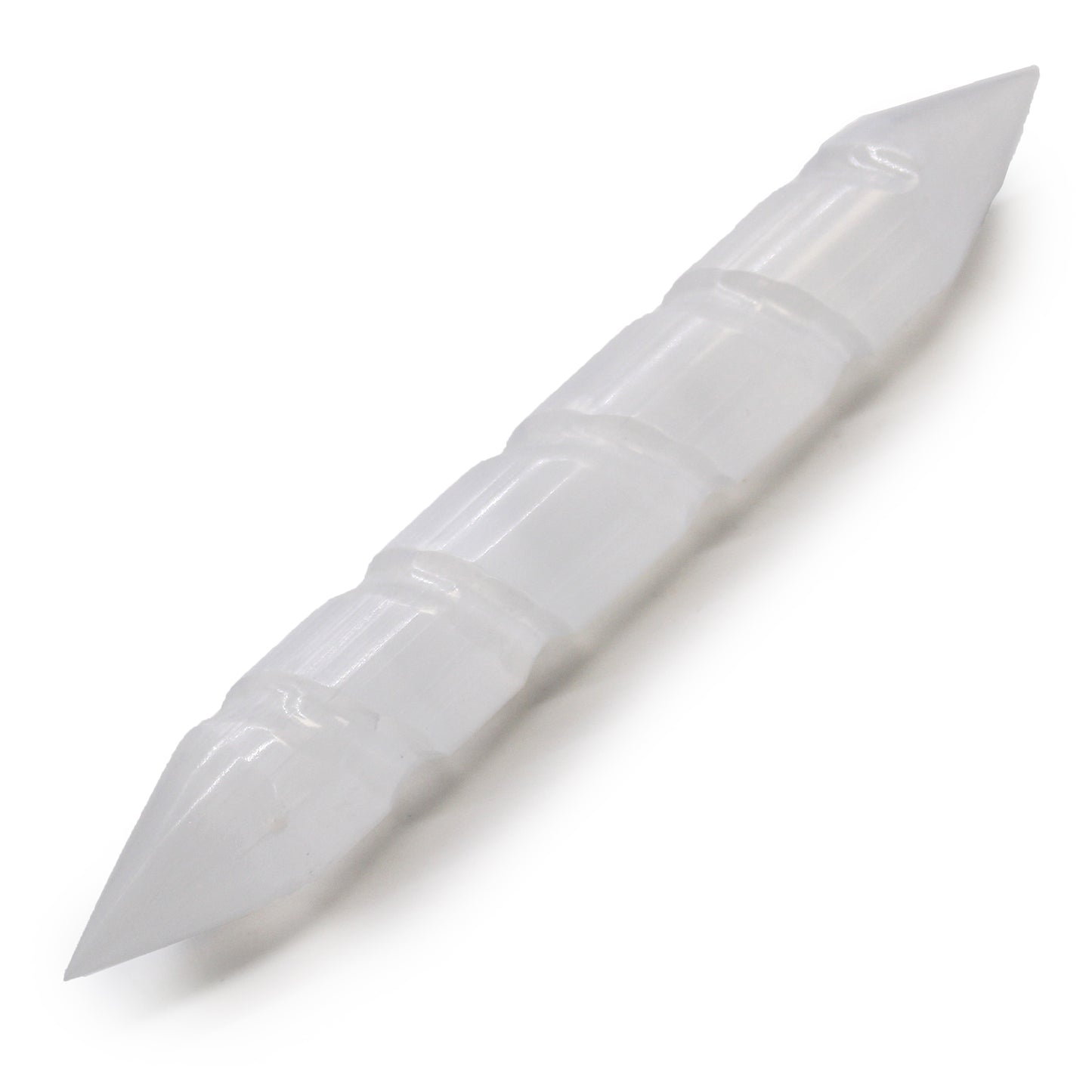 Selenite Spiral Wand - 16 cm - Point Both Ends