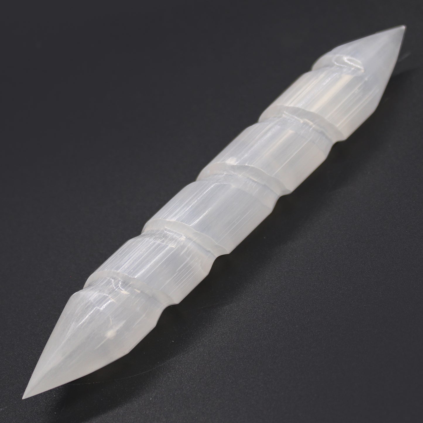 Selenite Spiral Wand - 16 cm - Point Both Ends