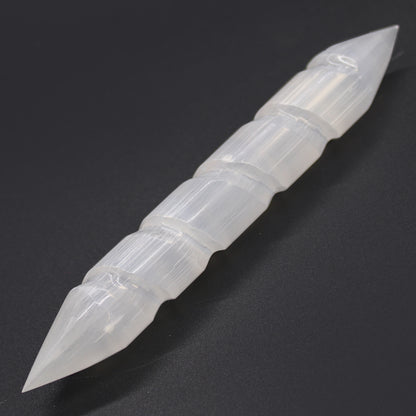 Selenite Spiral Wand - 16 cm - Point Both Ends