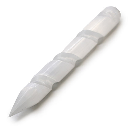 Selenite Spiral Wand - 16 cm - Point One End