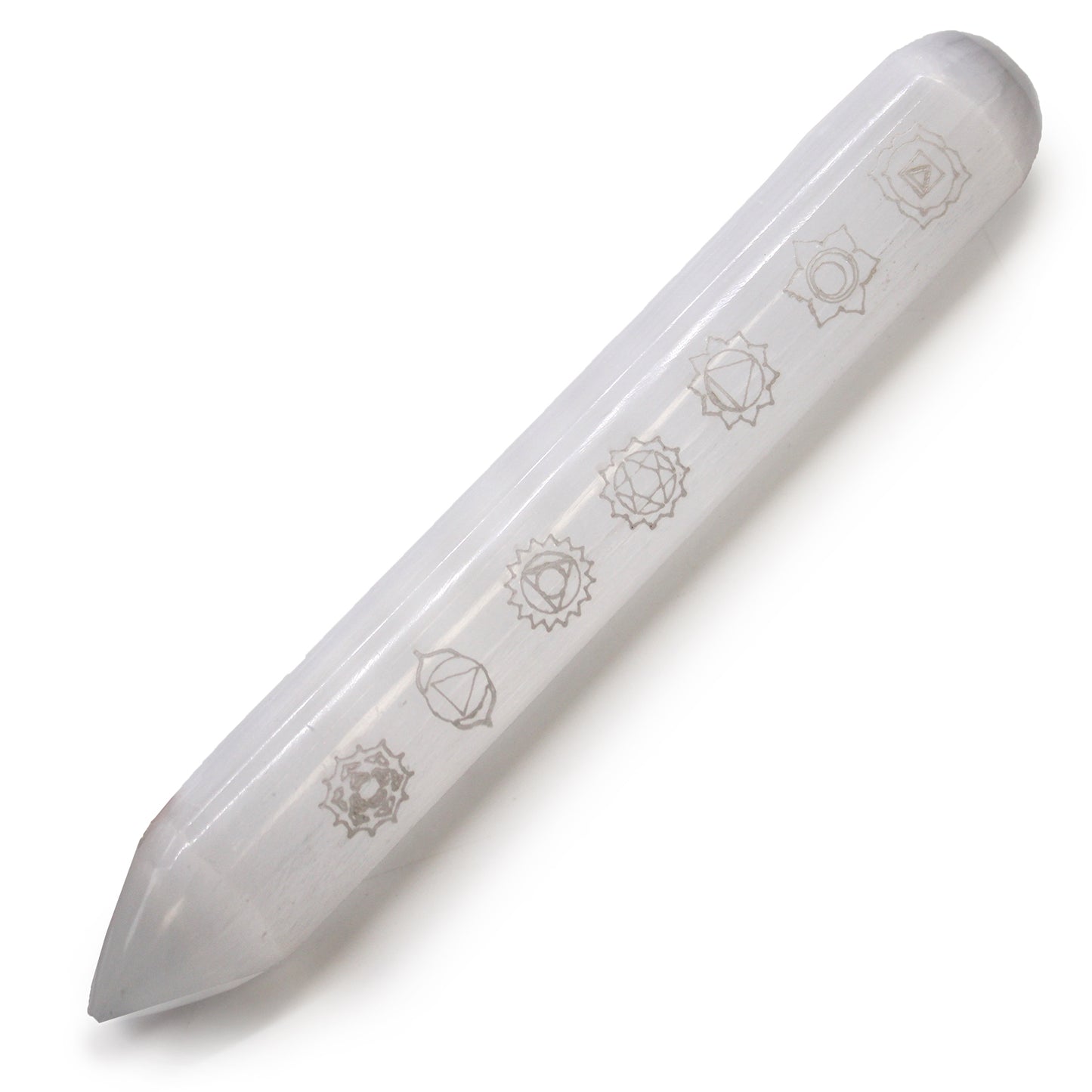 Selenite Wand - 16 cm (Point One End) 7 Chakra - Cosmic Serenity Shop