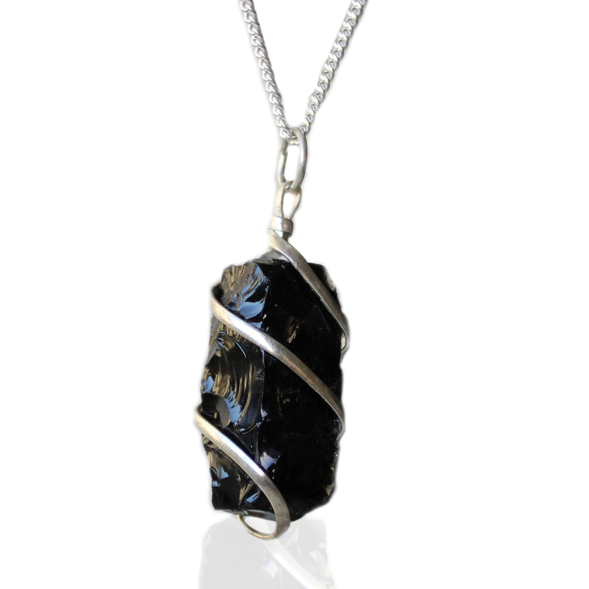 Wrapped Gemstone Necklace - Rough Black Onyx - Cosmic Serenity Shop