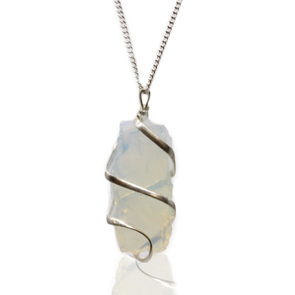 Wrapped Gemstone Necklace - Rough Opalite - Cosmic Serenity Shop