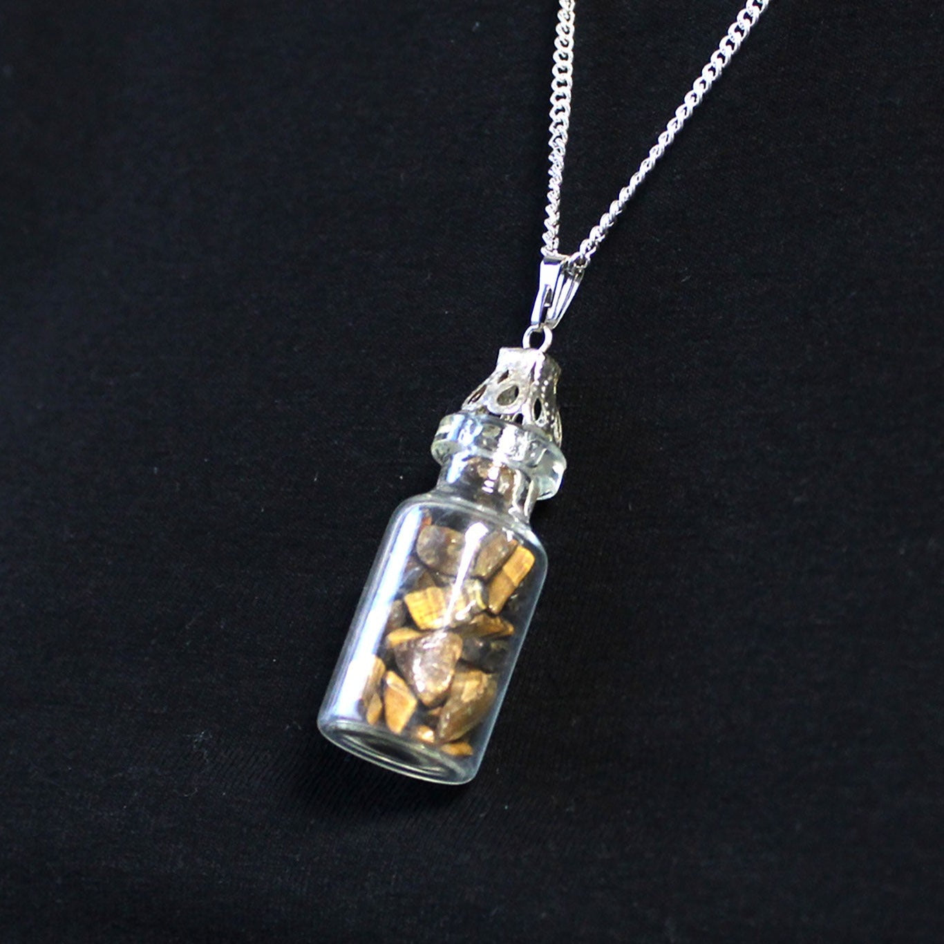 Bottled Gemstones Necklace - Tiger Eye