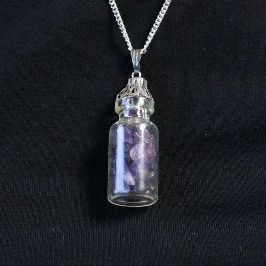 Bottled Gemstones Necklace - Amethyst - Cosmic Serenity Shop