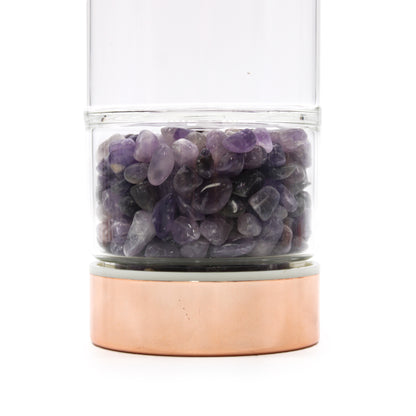 Crystal Glass Tea Infuser Bottle - Rose Gold - Amethyst