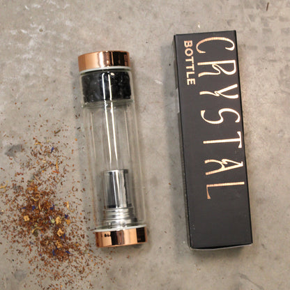 Crystal Glass Tea Infuser Bottle - Rose Gold - Onyx