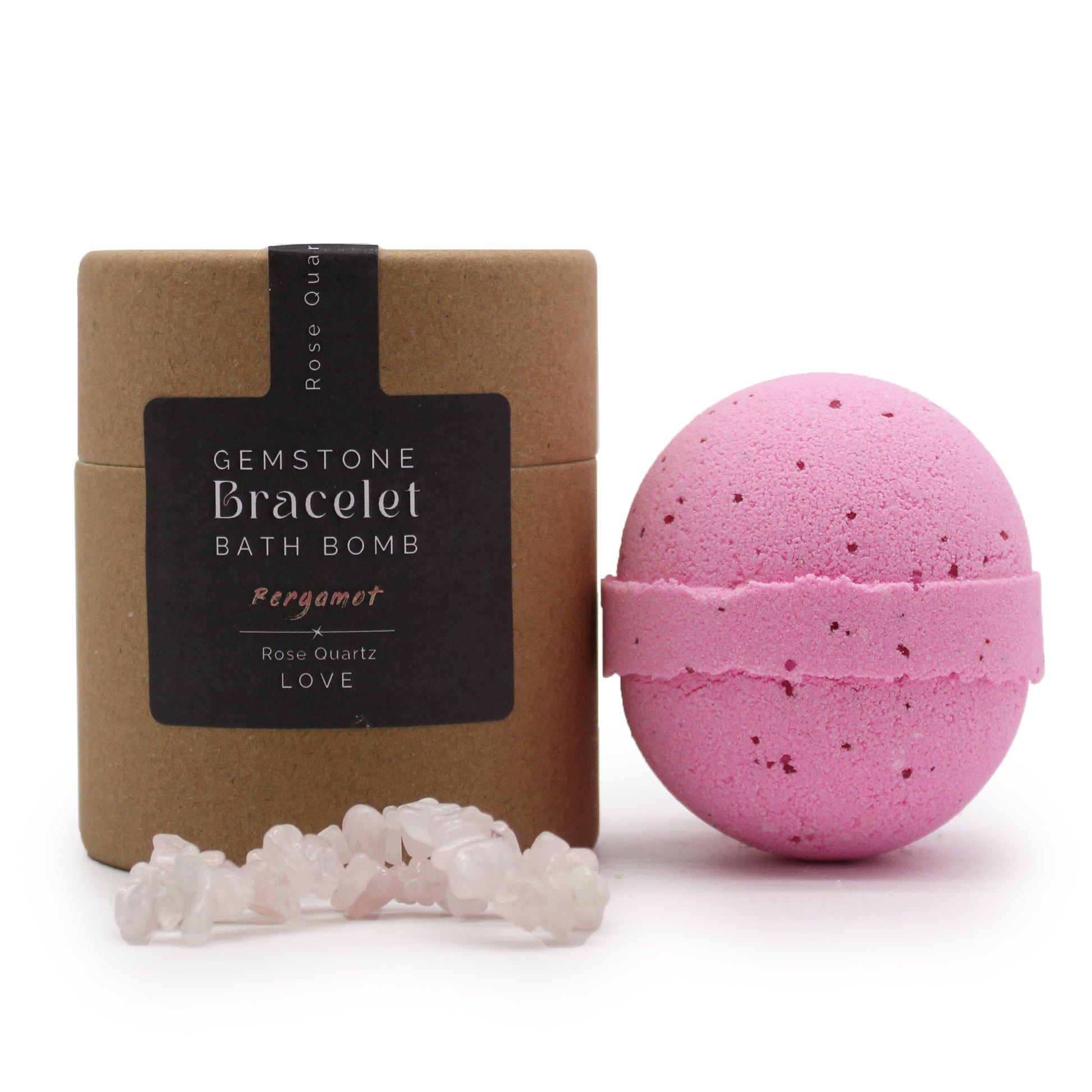 Rose Quartz Gemstone Bracelet Bath Bomb - Bergamot