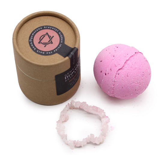 Rose Quartz Gemstone Bracelet Bath Bomb - Bergamot