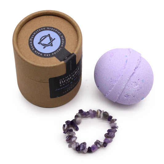 Amethyst Gemstone Bracelet Bath Bomb - Lavender  & Tea Tree - Cosmic Serenity Shop