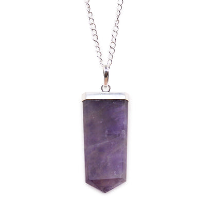 Indian Gemstone Flat Pencil Pendant - Amethyst