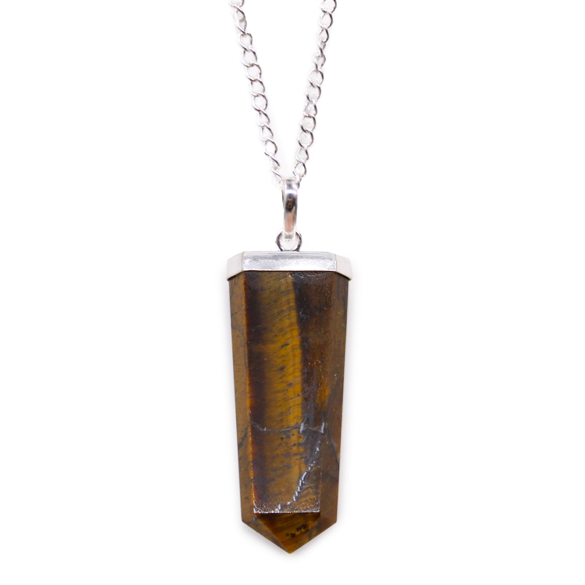 Indian Gemstone Flat Pencil Pendant - Tiger Eye