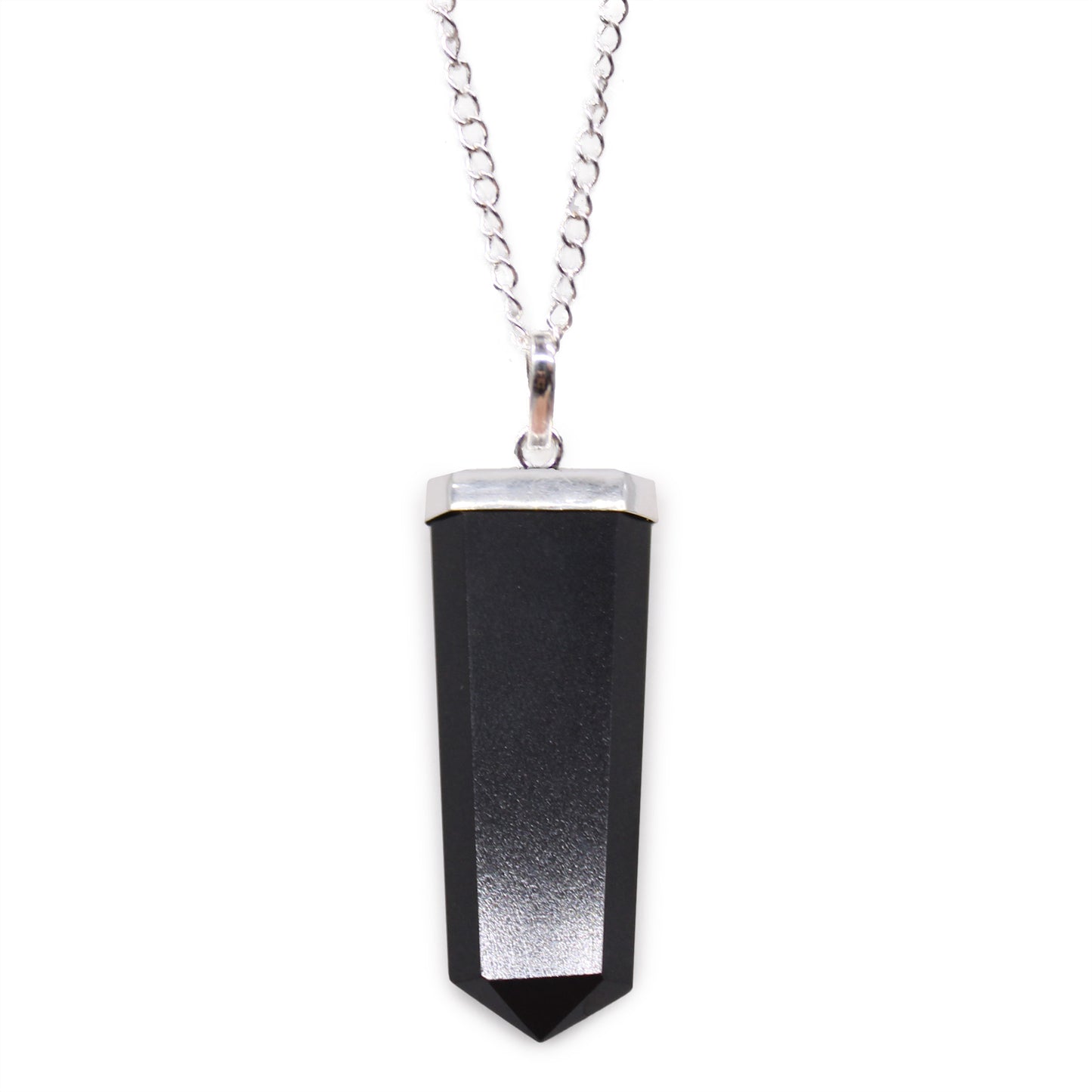 Indian Gemstone Flat Pencil Pendant - Black Agate