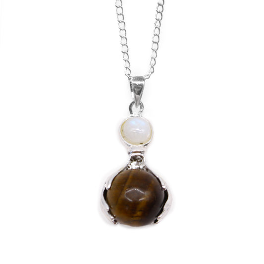 Indian Gemstone Healing Hands Pendant - Tiger Eye