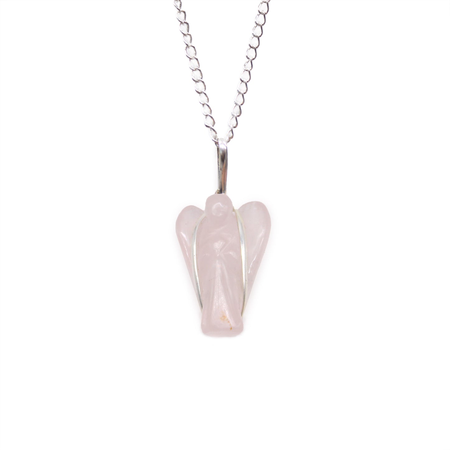 Indian Gemstone Guardian Angel Pendant - Rose Quartz