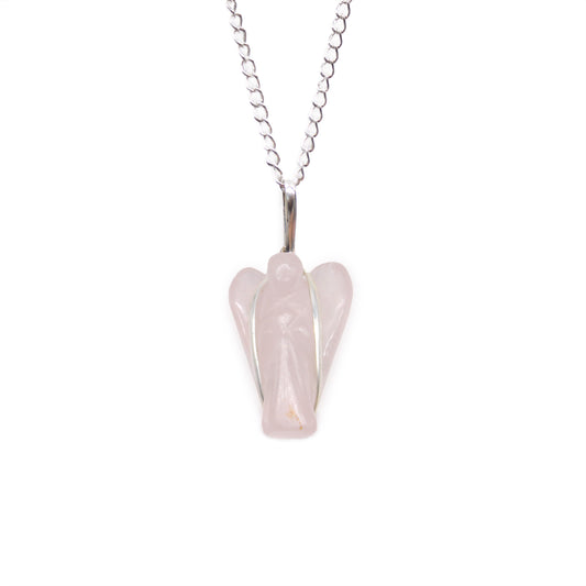 Indian Gemstone Guardian Angel Pendant - Rose Quartz