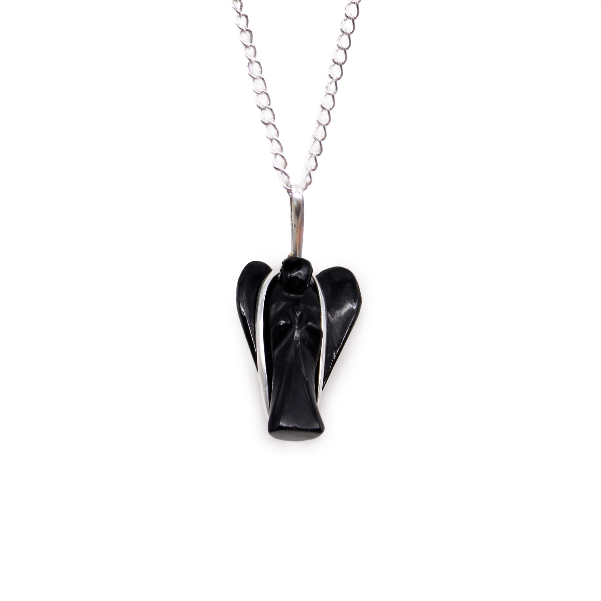 Indian Gemstone Guardian Angel Pendant - Black Agate