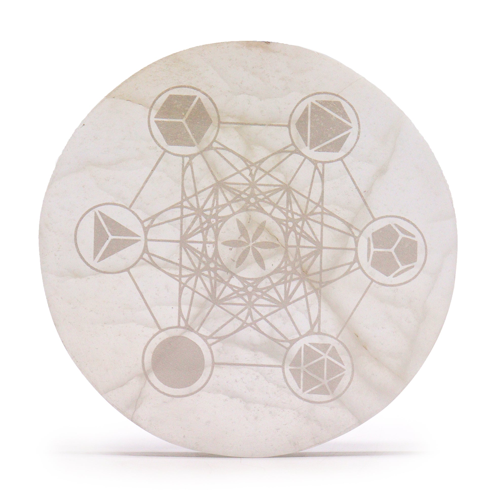 Selenite Large Charging Plate 18cm - Sacred Geometry - Cosmic Serenity Shop