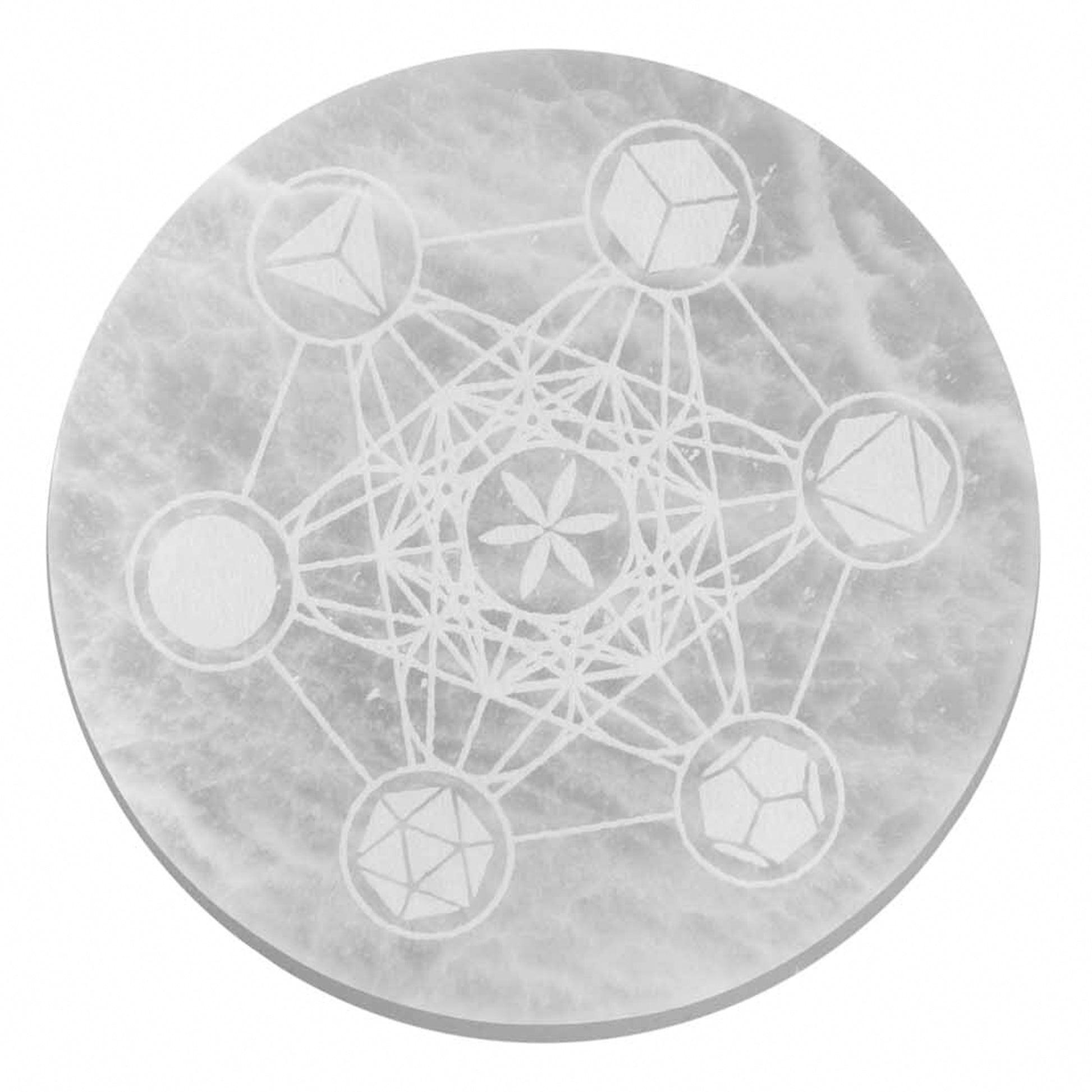 Selenite Large Charging Plate 18cm - Sacred Geometry - Cosmic Serenity Shop