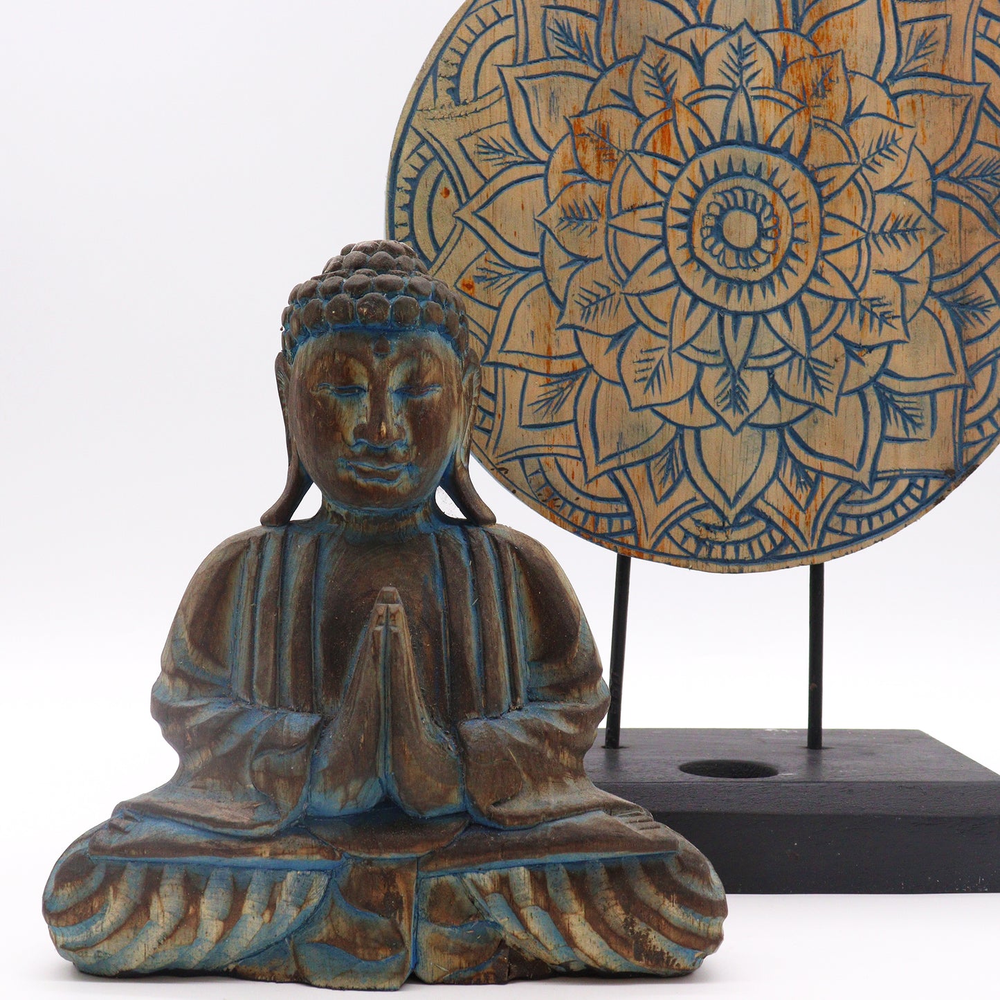 Buddha Feng Shui Set - Flower Mandala - Blue - Cosmic Serenity Shop