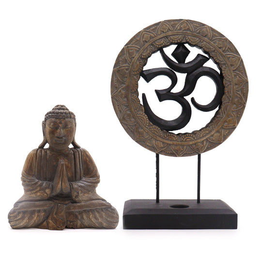 Buddha Feng Shui Set - Om - Grey & Black -Cosmic Serenity Shop