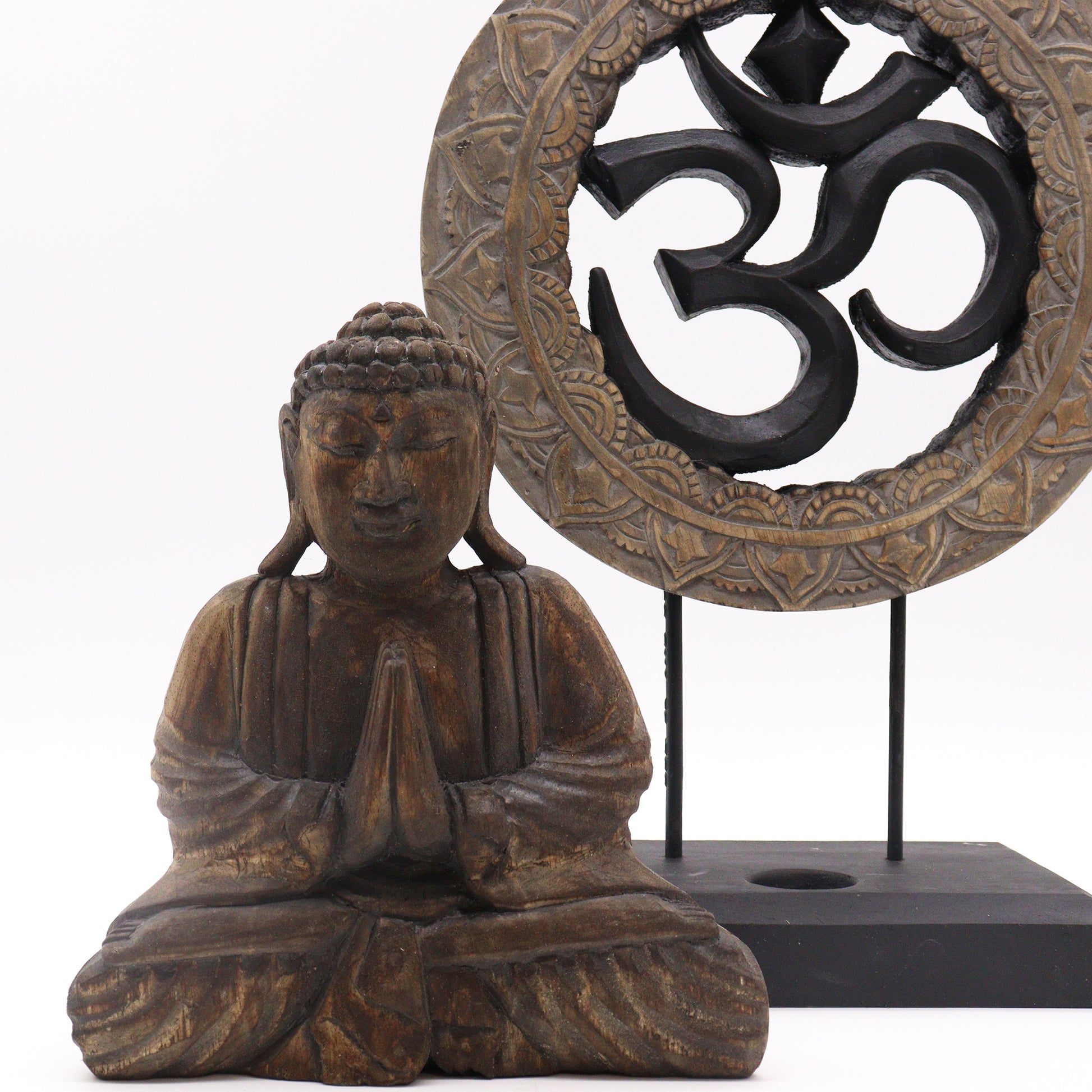 Buddha Feng Shui Set - Om - Grey & Black -Cosmic Serenity Shop