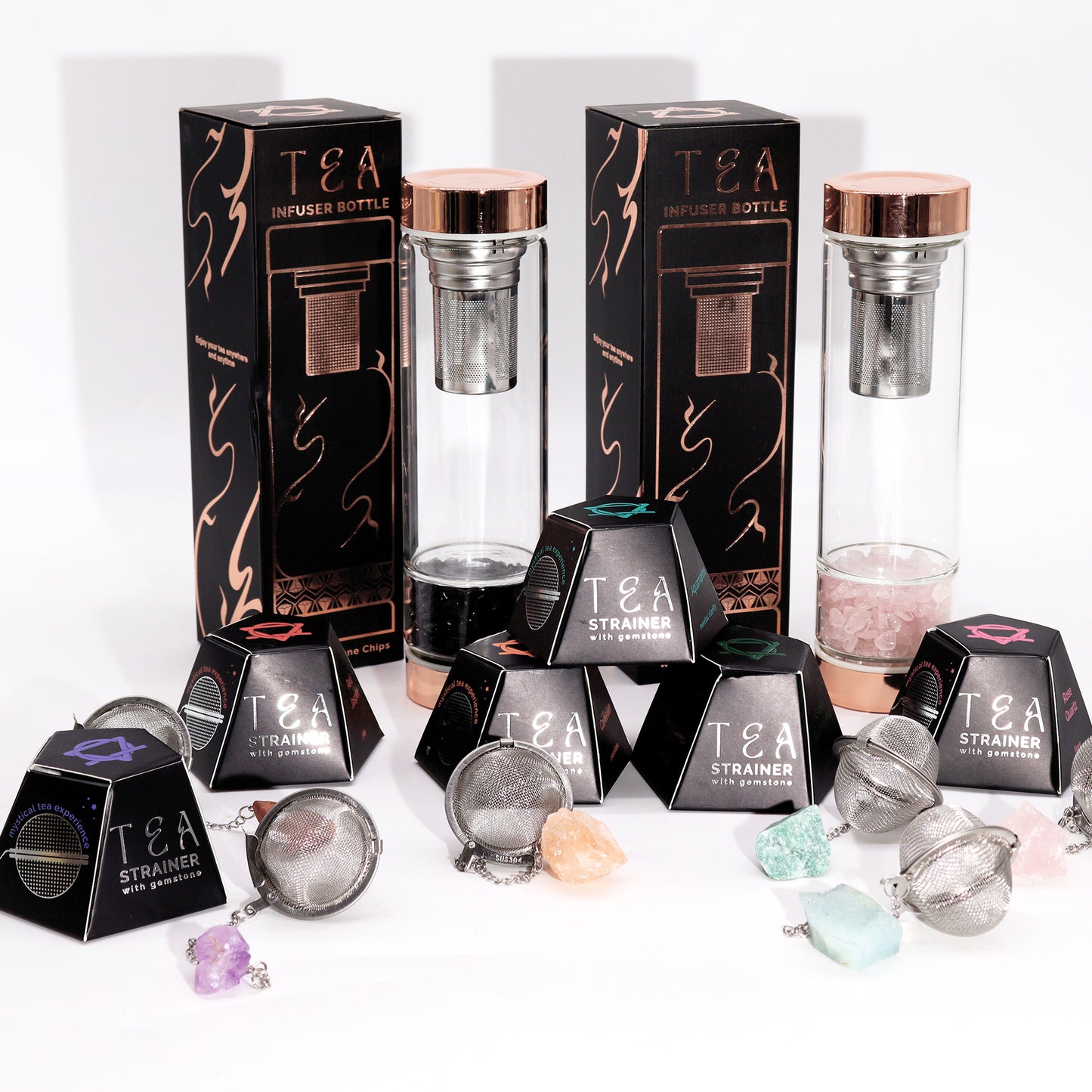 Raw Crystal Gemstone Tea Strainer - Rose Quartz - Cosmic Serenity Shop