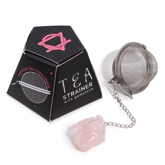 Raw Crystal Gemstone Tea Strainer - Rose Quartz - Cosmic Serenity Shop