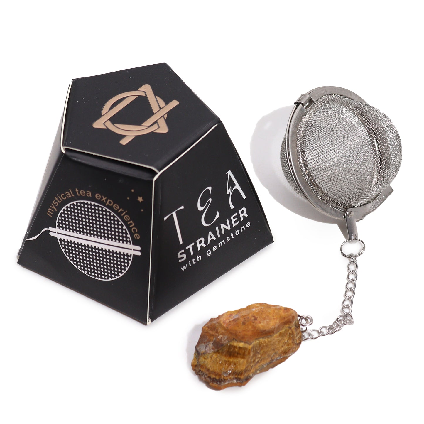 Raw Crystal Gemstone Tea Strainer - Gold Tigers Eye - Cosmic Serenity Shop