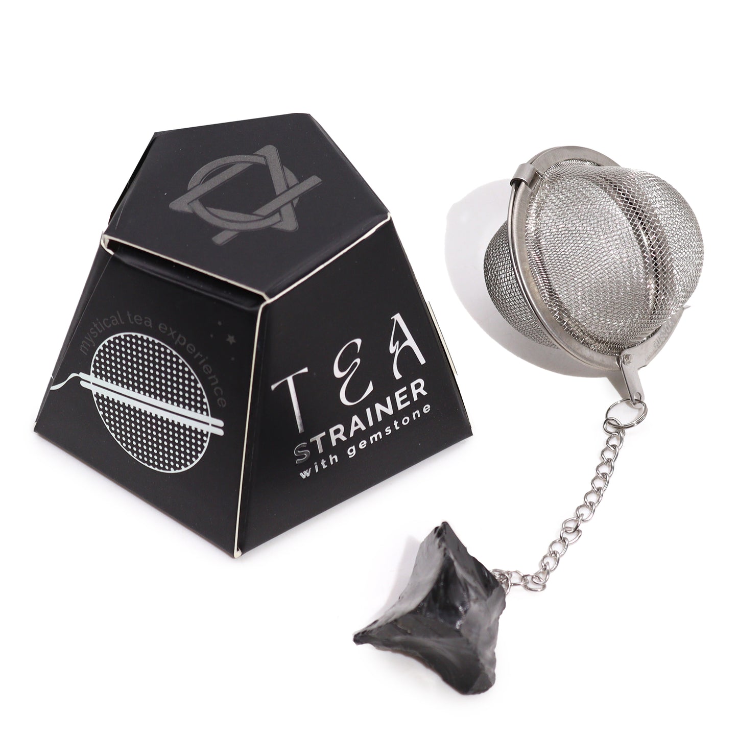 Raw Crystal Gemstone Tea Strainer - Black Obsidian - Cosmic Serenity Shop