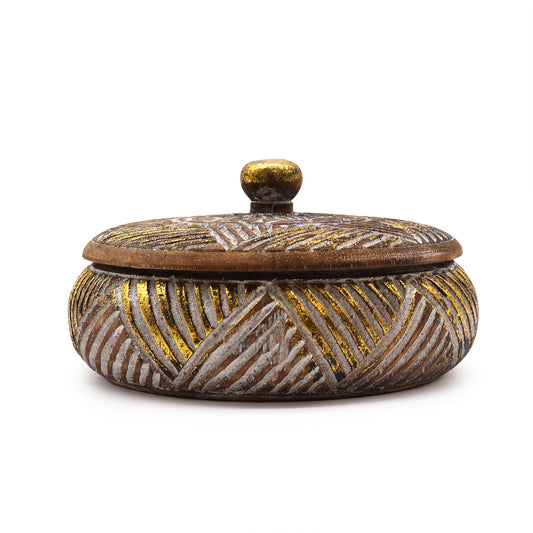 Wooden Trinket Jar - Gold & Natural - Sweet Jar - Cosmic Serenity Shop