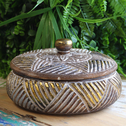 Wooden Trinket Jar - Gold & Natural - Sweet Jar - Cosmic Serenity Shop