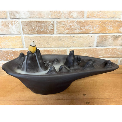 Ceramic Backflow Incense Burner - Mountain Scape - Cosmic Serenity Shop