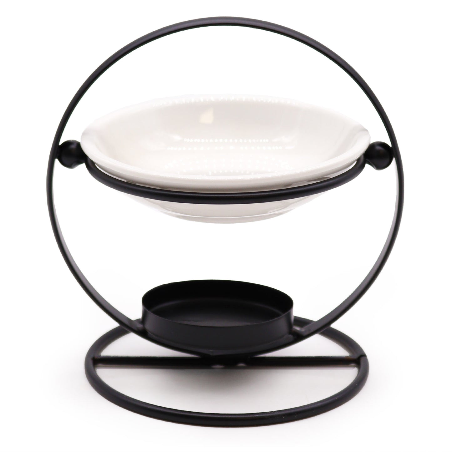 Ceramic & Metal Round Stand Oil Burner -  Cosmic Serenity Shop